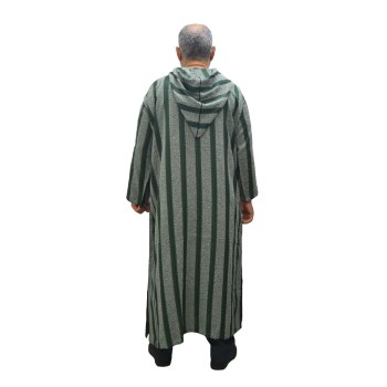 chilaba marroquí con capucha rayas verdes 2